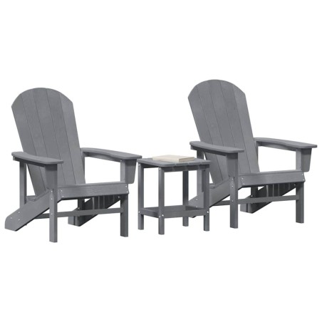 Ensemble de salon de jardin 3 pièces gris clair HDPE 