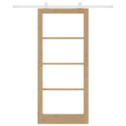 Porte coulissante avec kit de quincaillerie 'ORKDAL'en bois massif et verre 