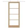 Porte coulissante avec kit de quincaillerie 'ORKDAL'en bois massif et verre 