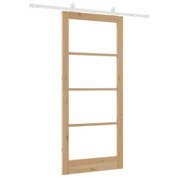 Porte coulissante avec kit de quincaillerie 'ORKDAL'en bois massif et verre 