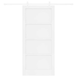 Porte coulissante avec kit matériel Blanc 93x202 cm Bois massif Pin 