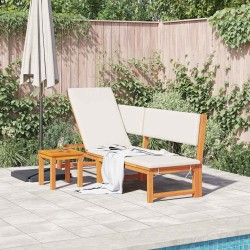 Chaise longue 3-en-1 en bois d'acacia massif 