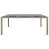 Table de jardin 200x150x75 cm Verre trempé/résine tressée Beige 