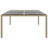 Table de jardin 200x150x75 cm Verre trempé/résine tressée Beige 