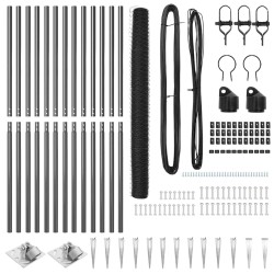 Kit de clôture Ensemble de 2 Gris Métal, PVC 25 x 1,5 m Durable 