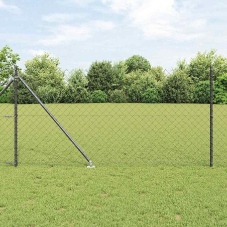 Jeu de Poteaux de Clôture Gris 1 x 25 m Acier galvanisé 