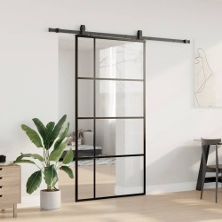 Porte coulissante kit de quincaillerie noir 102,5x205 cm 