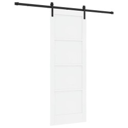Porte Coulissante avec Ensemble de Matériel Blanche 78x211 cm en Bois Massif de Pin 