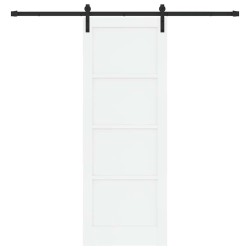 Porte Coulissante avec Ensemble de Matériel Blanche 78x211 cm en Bois Massif de Pin 