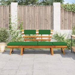 Banc de jardin avec coussins 2-en-1 190 cm Bois solide d'acacia 
