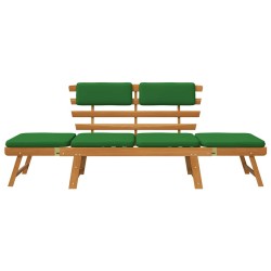 Banc de jardin avec coussins 2-en-1 190 cm Bois solide d'acacia 