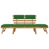 Banc de jardin avec coussins 2-en-1 190 cm Bois solide d'acacia 