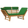 Banc de jardin avec coussins 2-en-1 190 cm Bois solide d'acacia 
