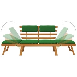 Banc de jardin avec coussins 2-en-1 190 cm Bois solide d'acacia 