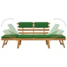 Banc de jardin avec coussins 2-en-1 190 cm Bois solide d'acacia 