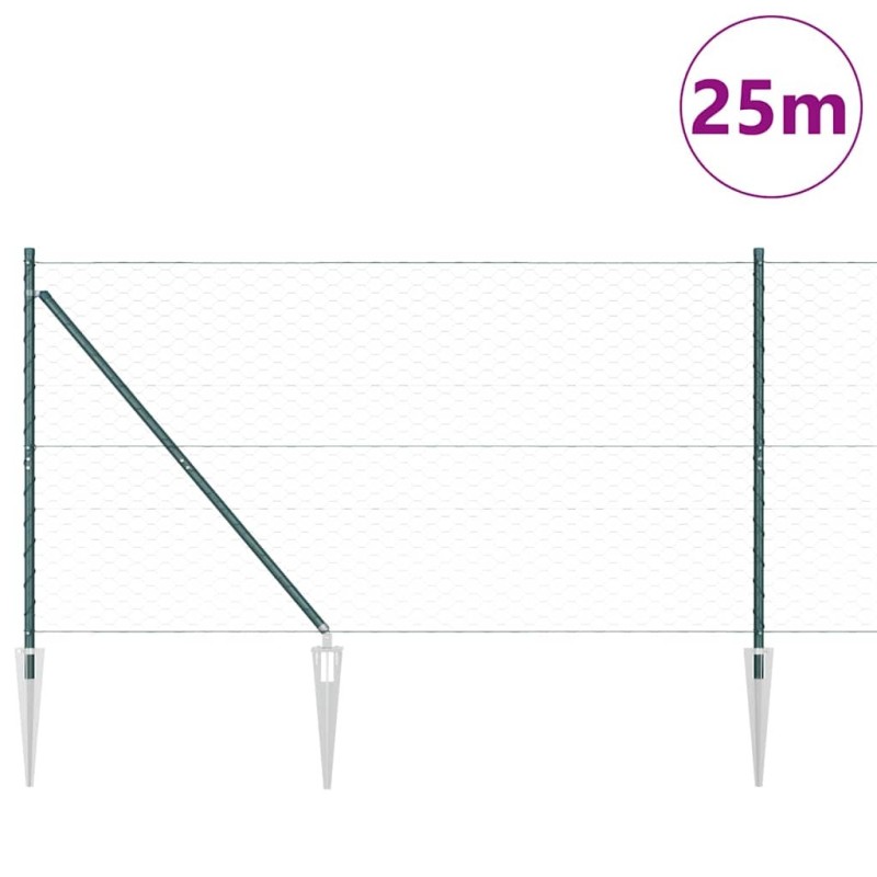Clôture hexagonale verte 1,4x25 m en acier 