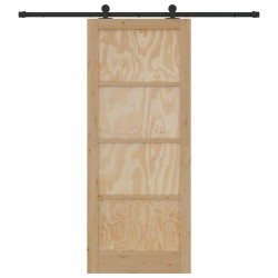 Porte coulissante avec quincaillerie 86x211 cm en bois massif de pin 