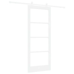 Porte Coulissante avec Quincaillerie 'ORKDAL'Bois Massif et Verre Blanc 