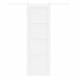 Porte Coulissante avec Ensemble Quincaillerie Blanche 78x232 cm Bois Massif Pin 