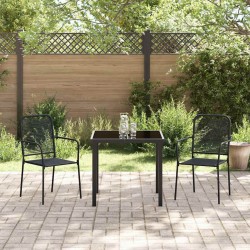 Ensemble de jardin 3 pièces en corde de coton noir et acier 