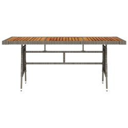 Table de jardin Gris 160x70x72 cm Résine tressée et acacia 