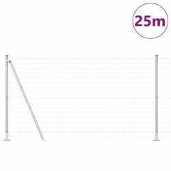 Clôture Européenne avec 13 Poteaux à Bride 1.2 x 25 m en Acier Galvanisé 
