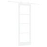 Porte coulissante avec kit de quincaillerie 'ORKDAL'Blanche en bois massif et verre 