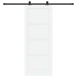 Porte coulissante avec set de quincaillerie "ORKDAL" Blanche en Bois Massif de Pin 