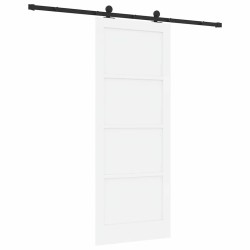Porte coulissante avec set de quincaillerie "ORKDAL" Blanche en Bois Massif de Pin 