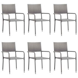Ensemble à manger de jardin 7 pcs Gris Résine tressée 