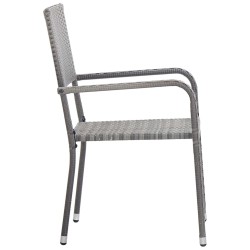Ensemble à manger de jardin 7 pcs Gris Résine tressée 