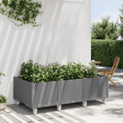 Jardinière à roulettes gris clair 150x80x54 cm PP 