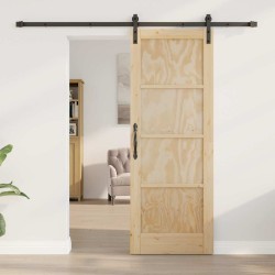 Porte coulissante avec kit de matériel 73,5x198,5 cm Bois massif pin 