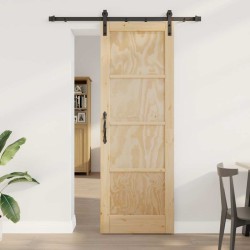 Porte Coulissante avec kit de quincaillerie 73,5x211 cm en Bois massif en pin 