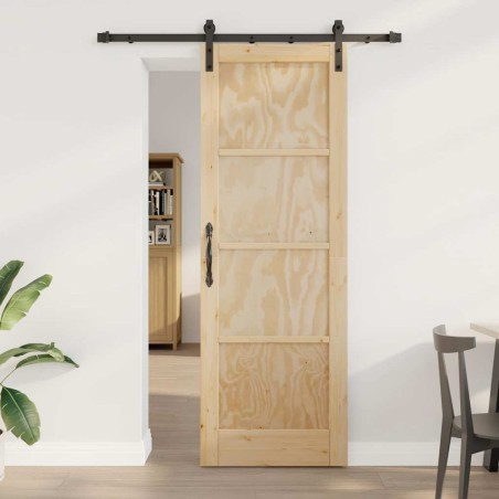 Porte Coulissante avec kit de quincaillerie 73,5x211 cm en Bois massif en pin 