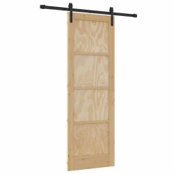 Porte Coulissante avec kit de quincaillerie 73,5x211 cm en Bois massif en pin 