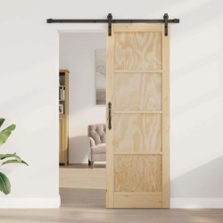 Porte Coulissante avec kit de quincaillerie 73,5x211 cm en Bois massif en pin 