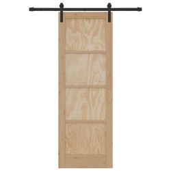 Porte Coulissante avec kit de quincaillerie 73,5x211 cm en Bois massif en pin 