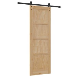 Porte Coulissante avec kit de quincaillerie 73,5x211 cm en Bois massif en pin 