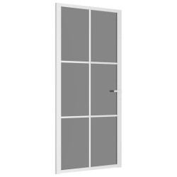 Porte intérieure 93x201,5 cm Blanc Verre ESG et aluminium 