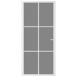 Porte intérieure 93x201,5 cm Blanc Verre ESG et aluminium 