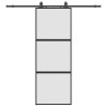 Porte coulissante kit quincaillerie noir 76x205 cm verre trempé 