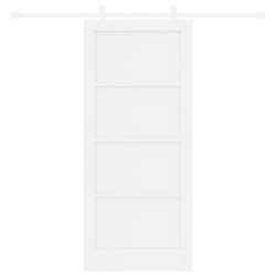 Porte Coulissante avec Ensemble de Quincaillerie Blanche 86x198,5 cm Bois Solide en Pin 