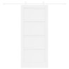 Porte Coulissante avec Ensemble de Quincaillerie Blanche 86x198,5 cm Bois Solide en Pin 