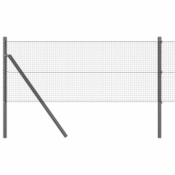 Clôture en Fil Soudé avec 13 Poteaux Gris 0.5x50 m Acier 
