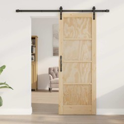 Porte Coulissante avec kit de matériel 73,5x198,5 cm en Bois Massif de Pin 