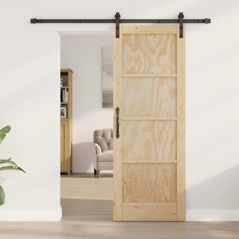 Porte Coulissante avec kit de matériel 73,5x198,5 cm en Bois Massif de Pin 
