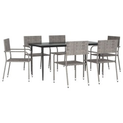 Ensemble à Manger de jardin 7pcs gris/noir résine tressée/acier 
