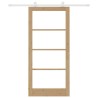 Porte Coulissante avec Kit de Quincaillerie 'ORKDAL'Bois Massif & Verre 