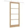 Porte Coulissante avec Kit de Quincaillerie 'ORKDAL'Bois Massif & Verre 